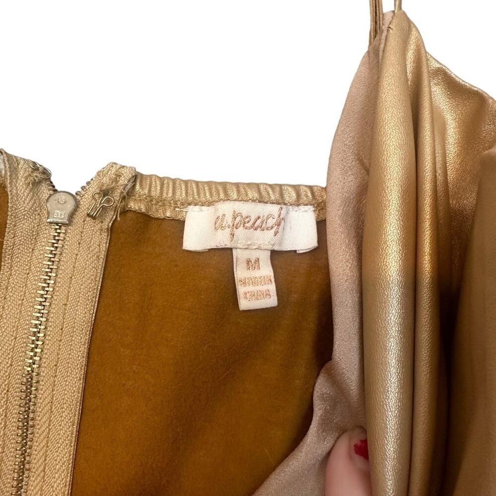 A peach buckle metallic gold faux leather crop top size medium - Picture 3 of 6